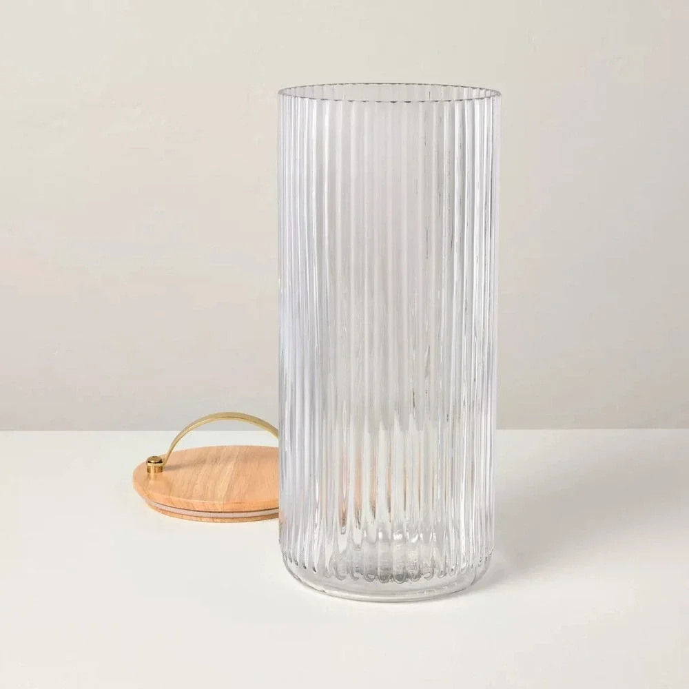 80oz Fluted Glass Storage Canister with Wood Lid - Hearth & Hand Magnolia Target